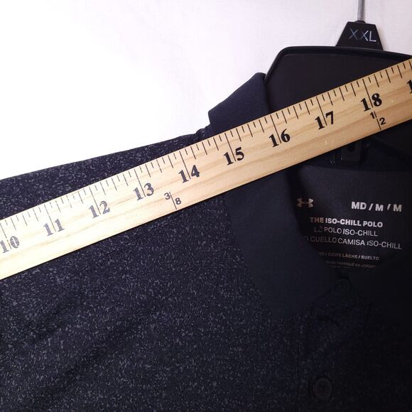 Under Armour Iso Chill Polo Mens Medium Black Heather Performance - Picture 8 of 11